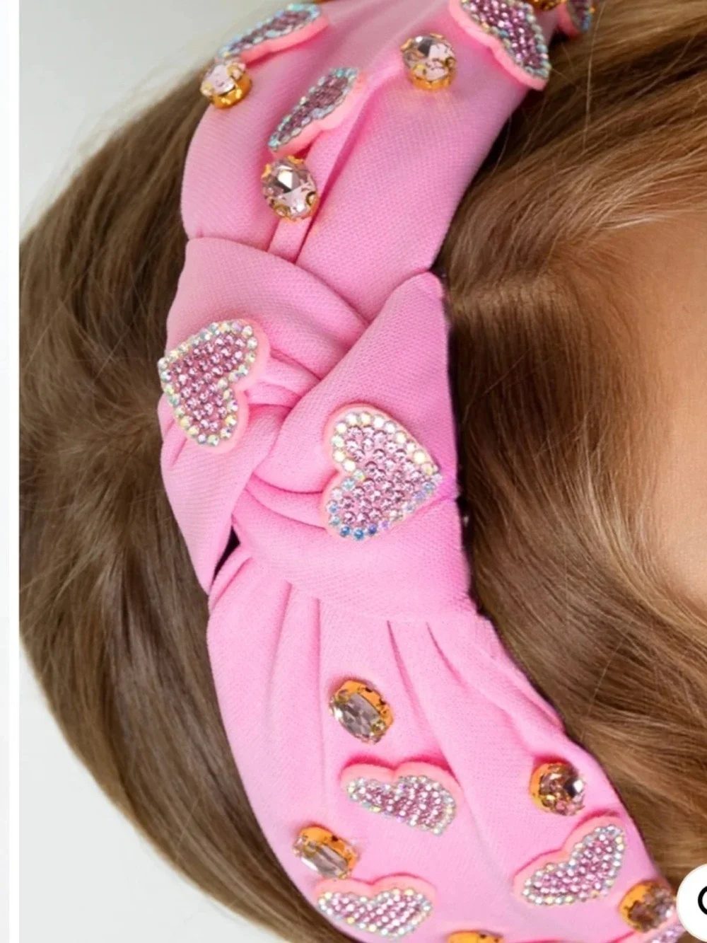 Pink Jeweled Heart Headband
